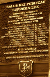 PRĄDZYŃSKI Joseph - Poznań corporants-academics commemorative plaque, Freedom Square, Poznań, source: baltia.bloog.pl, own collection; CLICK TO ZOOM AND DISPLAY INFO