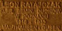 RATAJCZAK Leo - Commemorative plaque, Underground Resistance State monument, Poznań, source: own collection; CLICK TO ZOOM AND DISPLAY INFO