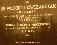 OWCZARCZAK Adalbert - Commemorative plaque, Holy Trinity parish church, Poznań-Dębiec, source: gdziebylec.pl, own collection; CLICK TO ZOOM AND DISPLAY INFO