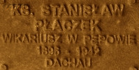 PŁACZEK Stanislav - Commemorative plaque, Underground Resistance State monument, Poznań, source: own collection; CLICK TO ZOOM AND DISPLAY INFO