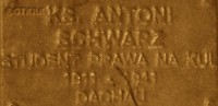 SCHWARZ Anthony - Commemorative plaque, Underground Resistance State monument, Poznań, source: own collection; CLICK TO ZOOM AND DISPLAY INFO
