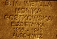 GOSTKOWSKA Monica (Sr Vetula) - Commemorative plaque, Underground Resistance State monument, Poznań, source: own collection; CLICK TO ZOOM AND DISPLAY INFO
