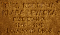 LEWICKA Claire (Sr Cordelia) - Commemorative plaque, Underground Resistance State monument, Poznań, source: own collection; CLICK TO ZOOM AND DISPLAY INFO