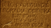 OSIŃSKA Leocadia (Sr Radegundis) - Commemorative plaque, Underground Resistance State monument, Poznań, source: own collection; CLICK TO ZOOM AND DISPLAY INFO