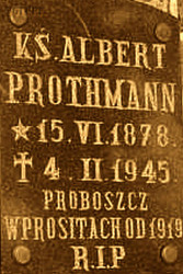 PROTHMANN Adalbert - Commemorative plaque, parish church, Prosity, source: www.bisztynek24.pl, own collection; CLICK TO ZOOM AND DISPLAY INFO