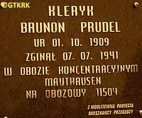 PRUDEL Bruno - Commemorative plaque, memorial stone, parish cemetery, Przegędza, source: misjonarzemsf.pl, own collection; CLICK TO ZOOM AND DISPLAY INFO