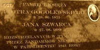 SZWARC John - Plaque, commemorative cross, murder site, forest by Pyzdry village (renovated by Mr Martin Wacowski); source: thanks to Mr Martin Wacowksi's kindness (private correspondence, 16.02.2017), own collection; CLICK TO ZOOM AND DISPLAY INFO