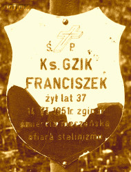 GZIK Franciszek - Tabliczka nagrobna, cmentarz Jeruzalem, Racibórz, źródło: www.nowiny.rybnik.pl, zasoby własne; KLIKNIJ by POWIĘKSZYĆ i WYŚWIETLIĆ INFO