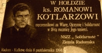 KOTLARZ Roman - Commemorative plaque, Radom-Kałków, source: radom1976.eu.interiowo.pl, own collection; CLICK TO ZOOM AND DISPLAY INFO