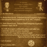 BURSCHE Julius - Commemorative plaque, Evangelical Church of the Augsburg Confession rectory, 6 M. Rej str., Radom, source: radom.city, own collection; CLICK TO ZOOM AND DISPLAY INFO