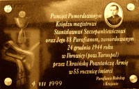 SZCZEPANKIEWICZ Stanislav - Commemorative plaque, church, Rakołupy, source: www.stowarzyszenieuozun.wroclaw.pl, own collection; CLICK TO ZOOM AND DISPLAY INFO