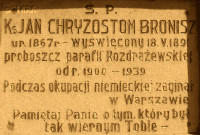 BRONISZ John Chrysostom - Commemorative plaque, parish church, Rozdrażew, source: www.wtg-gniazdo.org, own collection; CLICK TO ZOOM AND DISPLAY INFO