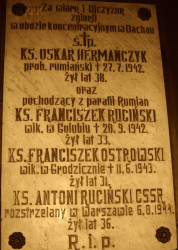 OSTROWSKI Francis Xavier - Commemorative plaque, St Barbara church, Rumian, source: ziemialubawska.blogspot.com, own collection; CLICK TO ZOOM AND DISPLAY INFO