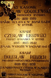 PĘDZICH Boleslav - Commemorative plaque, parish church, Rypin, source: www.facebook.com, own collection; CLICK TO ZOOM AND DISPLAY INFO