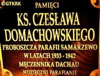 DOMACHOWSKI Ceslav - Commemorative plaque, St Michael the Archangel, parish cemetery, Samarzewo, source: www.csw2020.com.pl, own collection; CLICK TO ZOOM AND DISPLAY INFO