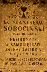 SOBOCIŃSKI Stanislav - Commemorative plaque, parish church, Samoklęski Duże, source: www.muzeum.szubin.net, own collection; CLICK TO ZOOM AND DISPLAY INFO