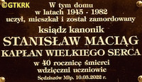 MACIĄG Stanislav - Commemorative plaque, Sędziszów Małopolski, source: pl.wikipedia.org, own collection; CLICK TO ZOOM AND DISPLAY INFO