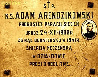ARENDZIKOWSKI Adam - Commemorative plaque, St Joseph church, Siecień, source: commons.wikimedia.org, own collection; CLICK TO ZOOM AND DISPLAY INFO