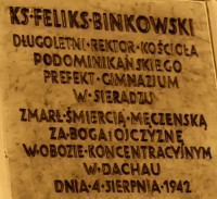 BIŃKOWSKI Felix Szczęsny - Commemorative plague, St Stanislaus Bishop and Martyr church, Sieradz, source: sieradz-praga.pl, own collection; CLICK TO ZOOM AND DISPLAY INFO
