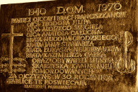 STAWARZ Sigismund (Bro. John Baptist) - Commemorative plaque, franciscan monastery, Skarżysko-Kamienna, source: www.skarzysko24.pl, own collection; CLICK TO ZOOM AND DISPLAY INFO