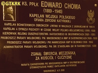 CHOMA Edward Anthony - Commemorative plaque, Assumption of Blessed Virgin Mary into Heaven military church, Skierniewice, source: jestemdumny.pl, own collection; CLICK TO ZOOM AND DISPLAY INFO