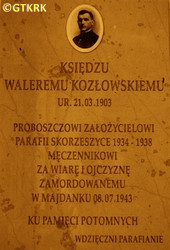 KOZŁOWSKI Valery - Commemorative plaque, St Rosalie parish church, Skorzeszyce, source: www.parafiaskorzeszyce.pl, own collection; CLICK TO ZOOM AND DISPLAY INFO