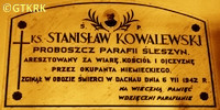 KOWALEWSKI Stanislav - Commemorative plaque, St Alexander parish church, Śleszyn, source: panaszonik.blogspot.com, own collection; CLICK TO ZOOM AND DISPLAY INFO