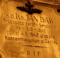 BĄK John - Commemorative plague, Holiest Heart of Jesus parish church, Smolice, source: www.smolice.eu, own collection; CLICK TO ZOOM AND DISPLAY INFO