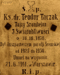 TACZAK Theodore - Commemorative plaque, cemetery by the parish-fara, Śrem, source: www.sremfara.pl, own collection; CLICK TO ZOOM AND DISPLAY INFO