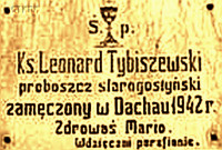 TYBISZEWSKI Leonard - Commemorative plaque, parish church, Stary Gostyń, source: www.starygostyn.archpoznan.pl, own collection; CLICK TO ZOOM AND DISPLAY INFO