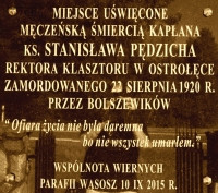 PĘDZICH Stanislav - Commemorative plaque, Stawiane, source: e-grajewo.pl, own collection; CLICK TO ZOOM AND DISPLAY INFO