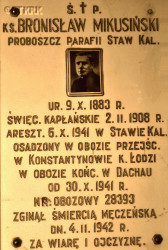 MIKUSIŃSKI Bronislav - Commemorative plaque, parish church, Staw Kaliski, source: www.wtg-gniazdo.org, own collection; CLICK TO ZOOM AND DISPLAY INFO