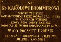 BROMMER Charles - Commemorative plaque, parish church, Steblów (Lubliniec), source: picasaweb.google.com, own collection; CLICK TO ZOOM AND DISPLAY INFO