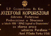 KOPIJASZ Józef - Tablica pamiątkowa, kościół parafialny, Straconka (Bielsko-Biała), źródło: www.straconka.bielsko.opoka.org.pl, zasoby własne; KLIKNIJ by POWIĘKSZYĆ i WYŚWIETLIĆ INFO