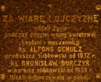 SCHULZ Alphonse Vaclav - Commemorative plaque, parish church, Subkowy, source: www.senat.edu.pl, own collection; CLICK TO ZOOM AND DISPLAY INFO