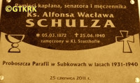 SCHULZ Alphonse Vaclav - Commemorative plaque, Subkowy, source: brzeznoszlacheckie.cba.pl, own collection; CLICK TO ZOOM AND DISPLAY INFO