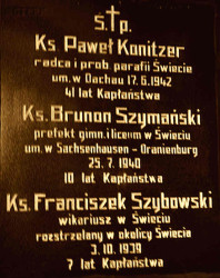 SZYBOWSKI Francis - Commemorative plaque, Immaculate Conception of the Blessed Virgin Mary church, Świecie, source: picasaweb.google.com, own collection; CLICK TO ZOOM AND DISPLAY INFO