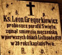 GREGORKIEWICZ Leo - Commemorative plaque, parish church, Święte, source: parafia-w-swietem.pl, own collection; CLICK TO ZOOM AND DISPLAY INFO