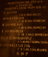 PAWOŁEK John - Commemorative plaque, Holy Cross monastery; source: thanks to Fr Joseph Niesłony OMI kindness, own collection; CLICK TO ZOOM AND DISPLAY INFO