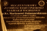 DZIAMARSKI Marian - Commemorative plaque, St Giles parish church, Szadek, source: cejsh.icm.edu.pl, own collection; CLICK TO ZOOM AND DISPLAY INFO