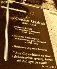 OSZKIEL Czesław - Tablica nagrobna, cmentarz parafialny, Tarczyn, źródło: www.straznicyczasu.pl, zasoby własne; KLIKNIJ by POWIĘKSZYĆ i WYŚWIETLIĆ INFO