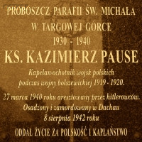 PAUSE Kazimierz - Tablica pamiątkowa, kościół parafialny, Targowa Górka, źródło: www.kronikisredzkie.pl, zasoby własne; KLIKNIJ by POWIĘKSZYĆ i WYŚWIETLIĆ INFO
