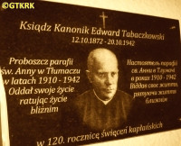 TABACZKOWSKI Edward - Commemorative plaque, St Anne church, Tlumach, Ukraine, source: docplayer.pl, own collection; CLICK TO ZOOM AND DISPLAY INFO