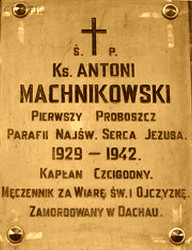 MACHNIKOWSKI Anthony - Commemorative plaque, Sacred Heart of Jesus parish church, Tomaszów Mazowiecki, source: www.nsj.rodzina.net, own collection; CLICK TO ZOOM AND DISPLAY INFO
