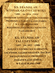 GŁÓWCZEWSKI-KOSSAK Stanislav - Commemorative stone and plaque, Exaltation of the Holy Cross church, Toruń-Kaszczorek, source: potoruniu.blogspot.com, own collection; CLICK TO ZOOM AND DISPLAY INFO