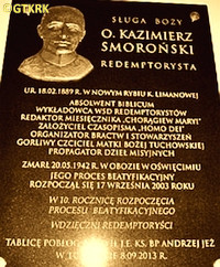 SMOROŃSKI Casimir - Commemorative plaque, Visitation of the Blessed Virgin Mary basilica, Tuchów, source: nitecki.wietrzykowski.net, own collection; CLICK TO ZOOM AND DISPLAY INFO