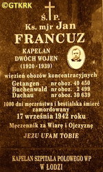 FRANCUZ Jan - Cenotaf, cmentarz parafialny, Tuczępy, źródło: www.tuczepy.pl, zasoby własne; KLIKNIJ by POWIĘKSZYĆ i WYŚWIETLIĆ INFO