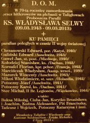 SELWA Vladislav Albin - Commemorative plaque, sanctuary, Tuligłowy, source: www.sanktuarium.tuliglowy.pl, own collection; CLICK TO ZOOM AND DISPLAY INFO