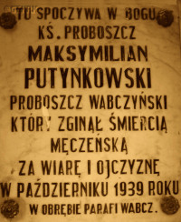 PUTYNKOWSKI Maximilian John - Commemorative plaque, St Bartholomew parish church, Wabcz, source: www.fluidi.pl, own collection; CLICK TO ZOOM AND DISPLAY INFO