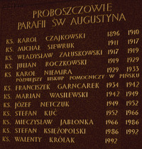 GARNCAREK Francis - Parish priests' plaque, St Augustine church, Warsaw, source: pl.wikipedia.org, own collection; CLICK TO ZOOM AND DISPLAY INFO